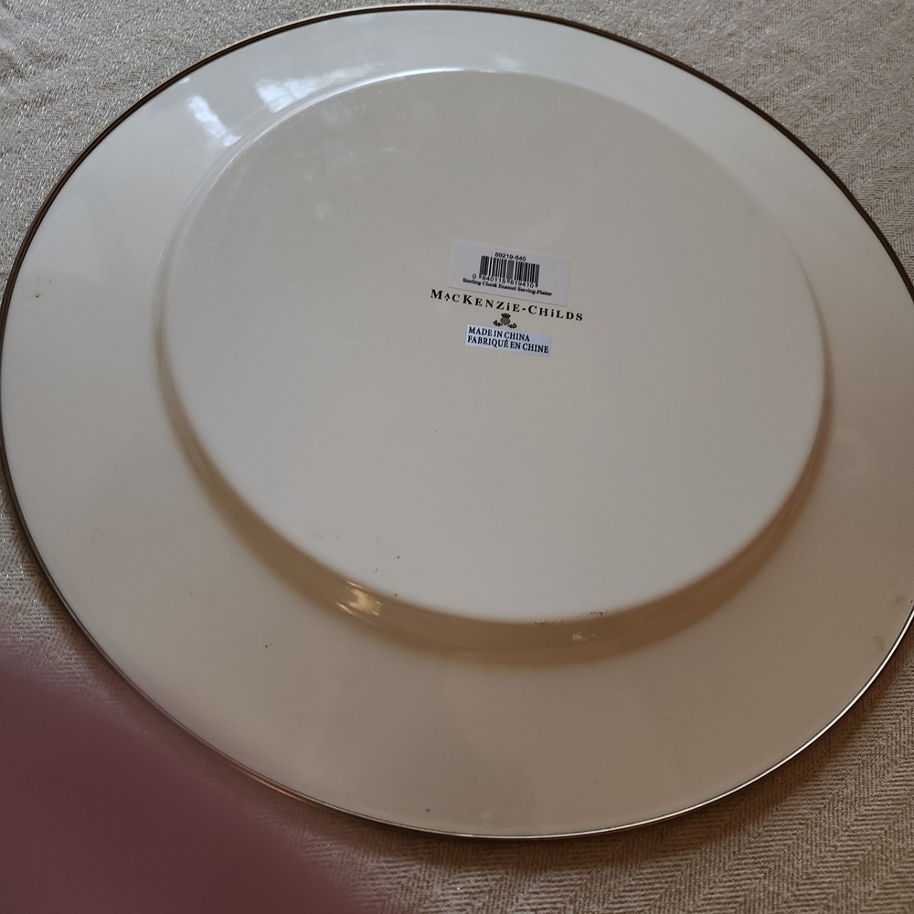 MacKenzie-Childs Gray and White Checkered 16" Serving platter - Picture 3 of 3